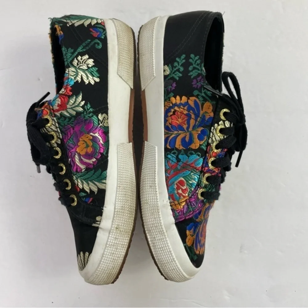 Superga 2750 Black Satin Mandarin Embroidery Sneakers‎ - Picture 12 of 16